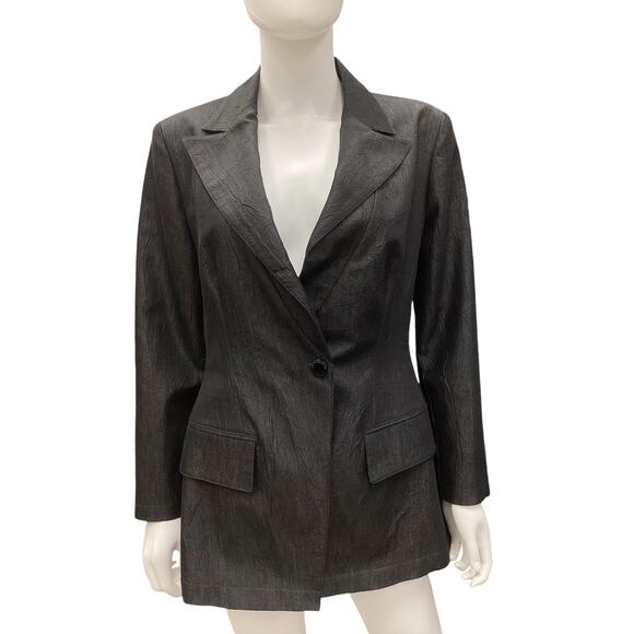 Emporio Armani Blazer Women’s Size 10 Angular Single Button Closure in Charcoal
